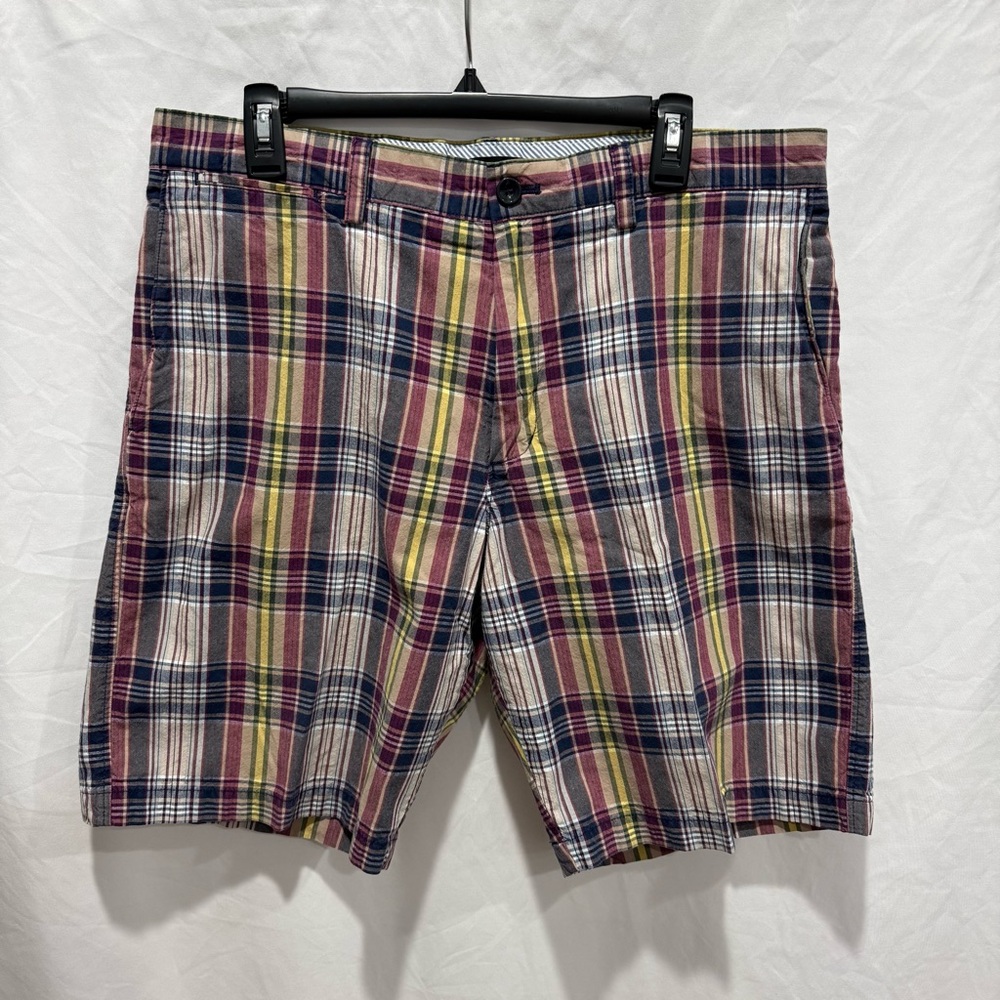 Preppy‎ Plaid Cotton Flat Front Tailored Casual Mens Shorts 36 Banana Republic
